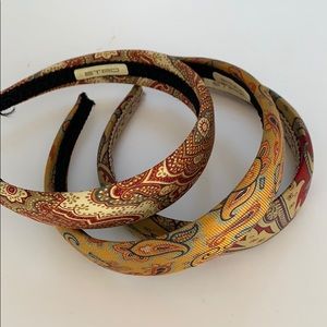 ETRO headbands paisley prints golds and reds